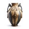 Amphora isolated on white created with Generative AI. Ancient yellow and blue vase with nice decor.