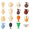 Amphora vector amphoric ancient greek vases and symbols of antiquity and Greece illustration set isolated on white