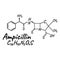 Ampicillin antibiotic chemical formula and composition, concept structural medical drug, isolated on white background, vector