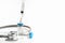 Ampoule liquid vaccines and syringe injection tool for injection in medical pharmaceutical and Medical stethoscope. on white