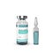 Ampoule with medical drug and vial with vaccine. Glass realistic bottle with medicament. Vector illustration