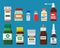Ampoules Bottles Collection Vector Illustration
