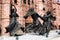 Amritsar, India: Dancing girls statue doing Punjabi folk group dance representing Punjab culture near Golden