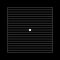 Amsler grid with central white dot and horizontal lines on black background. Template of graphic test to detecting