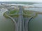 Amsterdam A10 highway infrastructure of the Netherlands. Aerial drone overviews. Transport urban freeway motorway