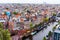 Amsterdam aerial view. Beautiful view of Amsterdam with typical Dutch Houses. Amsterdam, Netherlands