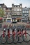 Amsterdam bikes on empty street