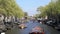 Amsterdam Canal with canalboats