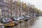 Amsterdam canal lined with traditional houses