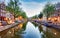 Amsterdam canal Singel with typical dutch houses, Holland, Netherlands.