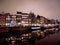Amsterdam canals at night in winter