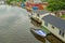 Amsterdam floating houses in river Amstel channel