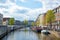 Amsterdam and the great canal called Singel with floating flower market stalls
