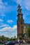 Amsterdam, Holland, August 2019. The bell tower of the Western Church, in Dutch