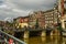 Amsterdam, Holland. August 2019. The bridges, decorated with brightly colored flowers, are a reference point for tourists to take