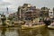 Amsterdam, Holland. August 2019. The large tourist boats that crowd the canals of the historic center: they move all day