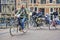 Amsterdam, Holland - March 24, 2016 - Most traffic in Amsterdam in on bicycles