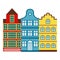 Amsterdam house tourism travel design famous building euro adventure international vector illustration.