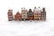 Amsterdam houses in the snow in winter in the Netherlands