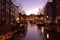 Amsterdam innercity by night in the Netherlands