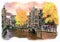 Amsterdam made in artistic watercolor style