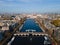 Amsterdam, The Netherlands, 7th November 2020 Aerial view of the Magere Brug Amsterdam And the river Amstel, City hall