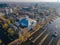 Amsterdam, The Netherlands, 7th November 2020 Aerial view of tCarre theather in Amsterdam And the river Amstel, City