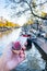 Amsterdam Netherlands, canals of Amsterdam during Autumn fall season