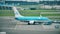 AMSTERDAM, NETHERLANDS - DECEMBER 25, 2017. KLM Boeing 737-7K2 airliner being towed at the Schiphol international