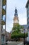 Amsterdam, Netherlands - October 15, 2019: Zuiderkerk Protestant Church bell tower in Amsterdam