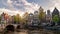 Amsterdam Netherlands sunset city skyline time lapse at canal