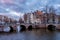 Amsterdam Netherlands during sunset, historical canals during sunset hours