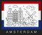 Amsterdam, Netherlands. Vector illustration of city sights