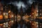 Amsterdam at night, Holland, Europe,  Digital collage
