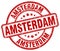 Amsterdam red grunge round stamp