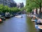 Amsterdam scenery with waterway and boats