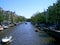 Amsterdam scenery with waterway and boats