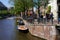 Amsterdam scenery with waterway and boats