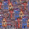 Amsterdam watercolor houses seamless pattern