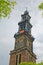 Amsterdam Westerkerk clock tower in spring time