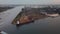 Amsterdam Westpoort, Aerial hyperlapse of a crane loading a ship industrial loading of ground and raw materials on the