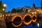 Amterdam canal, bridge and medieval houses in the evening