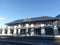 Amtrak station decorated with Christmas lights