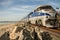 Amtrak train heading to San Clemente beach Station