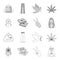 Amulet, hippie girl, freedom sign, old cassette.Hippy set collection icons in outline,monochrome style vector symbol