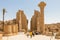 The Amun Temple Complex in Luxor, the main entrance with tourists, Luxor, Egypt