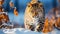 Amur leopard in nature in winter front view. Ai generated