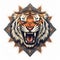 Amur Tiger Head In Oval Pattern Stock Design
