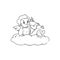 Amur winged boy isolated on cloud