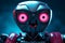 Amused Android: Robot with Gleaming Pink Eyes